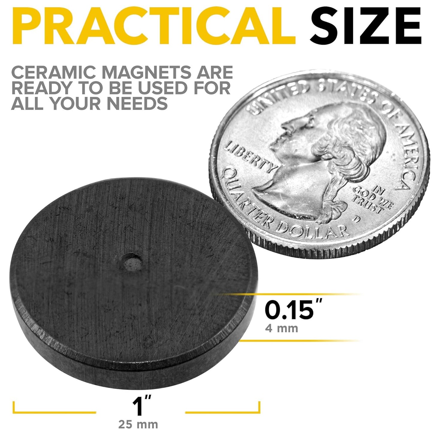 X-bet MAGNET 50 pcs, 1 Inch (25mm) - Round Disc Magnets for DIY, Craft Hobbies, Science & School Projects – Bulk lot of Tiny Ceramic Magnets