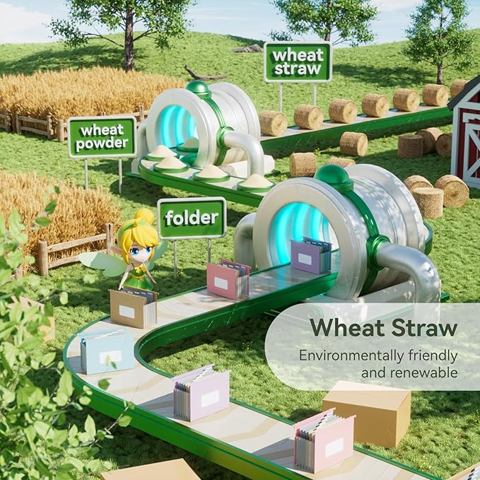 Wheat Straw Expanding Hanging File Folders,1.2" Accordion Pockets,File Organizer,Large Capacity,Letter Size for Filing Cabinet, 100% BPA Free, Return to Nature, Healthy Living-Lavender purple