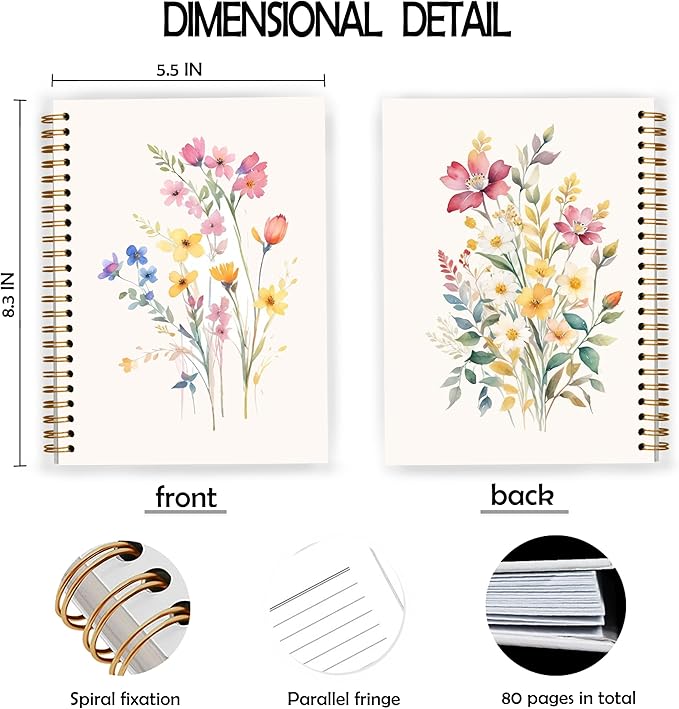 Vintage Wild Flower Botanical Plant Notebook 07,Rustic Spring Floral Cottagecore Notebook Journal for Work Office School Student Teacher,Hardcover Spiral Notebook 5.5x8.9