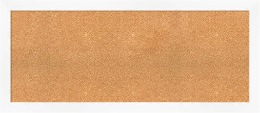 Amanti Art Natural Cork Board for Wall, 21x49 Vision Board with White Frame, Oversize Corkboard Office Decor for Home Organization, Modern Corkboard Pinboard to Display Items for Home Organization in