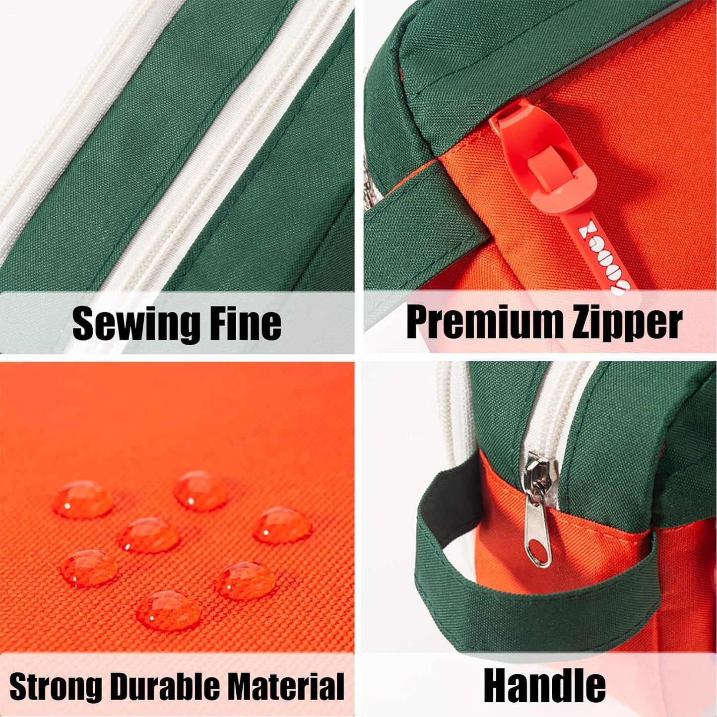 Sooez High Capacity Pencil Case, Big Pencil Bag Pouch Box Organizer Pen Case, Portable Journaling Supplies with Easy Grip Handle & Loop, Aesthetic Supply for Girls Adults, Orange