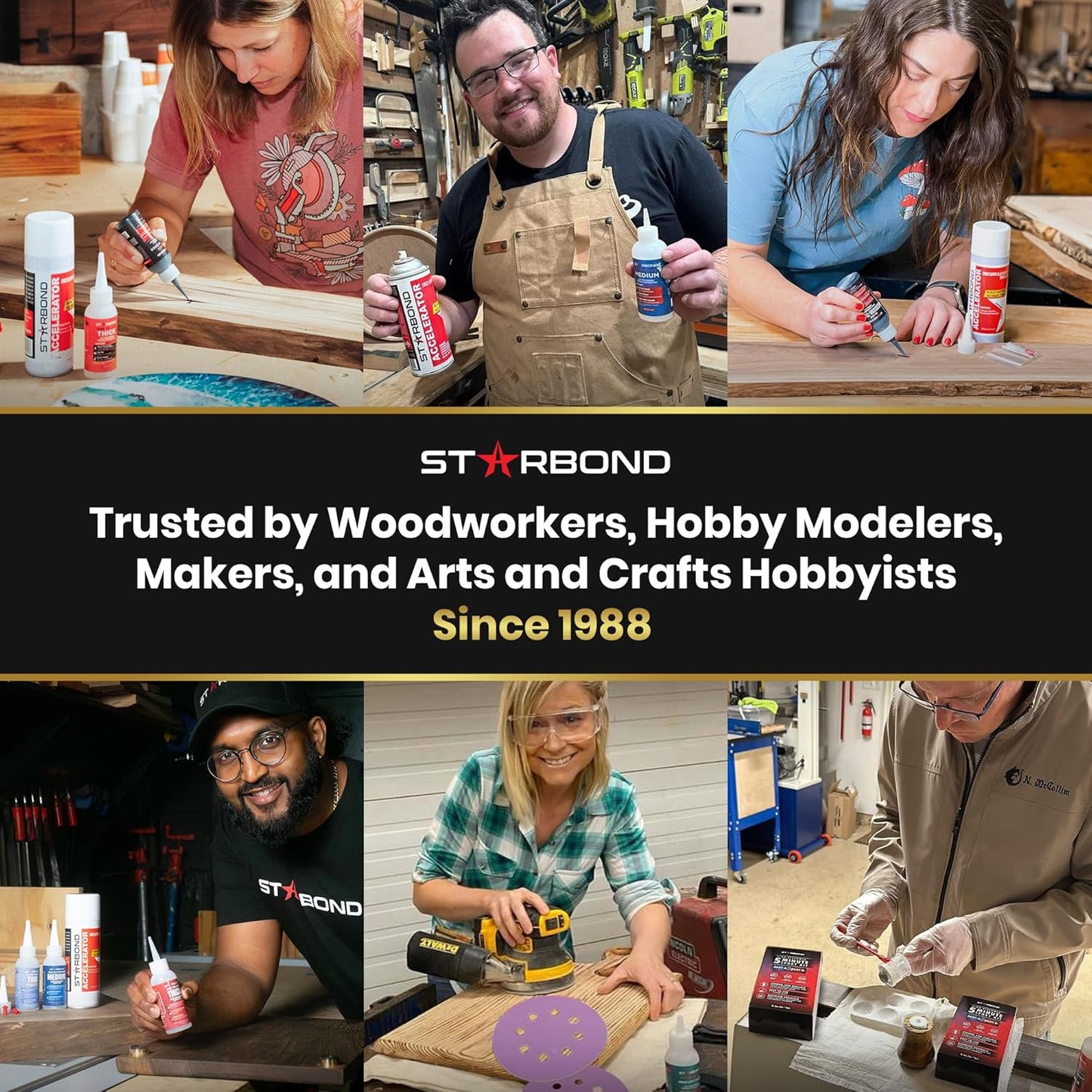 Starbond Black Medium CA Glue, Premium Cyanoacrylate Super Glue, Crack Filler 150 CPS Viscosity, for Woodworking, Woodturning, Carpentry, Guitar, RC, Hobby, 2oz