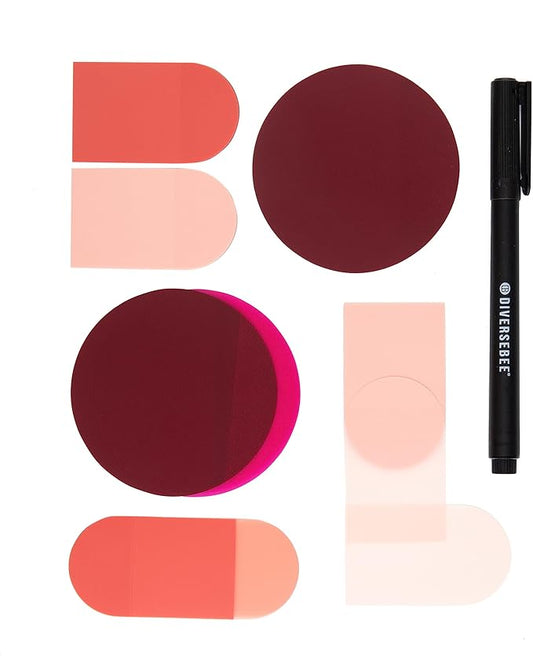 DiverseBee Transparent Sticky Notes (Includes Quick Dry Pen), Cute Clear Sticky Tabs, Translucent Page Flags Book Markers Stickers, Planner Accessories Bible Journaling Study Office Supplies (Marsala)