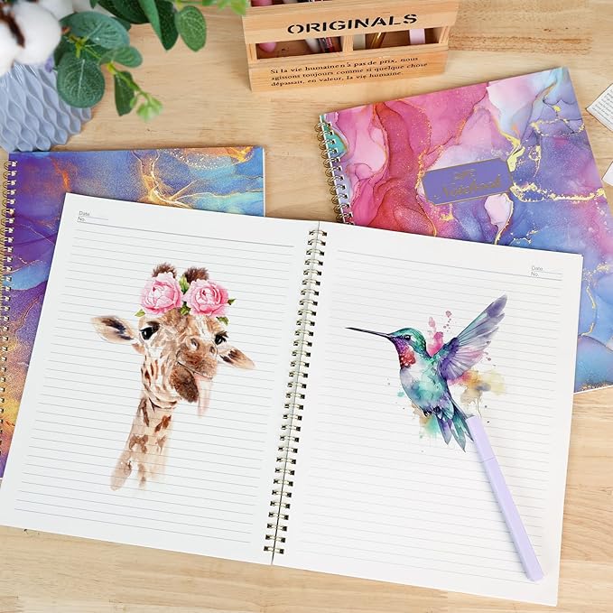 LABUK 3 Pack Spiral Notebook College Ruled Notebook, Aesthetic Journaling Notebooks for Work School Office Home, 3 x 120 Pages, 8.5 x 11 Inches Notebooks for Valentine Gifts