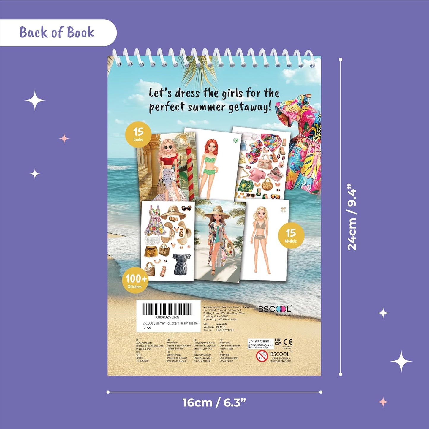 Sticker Dress Up Summer Holiday Theme - Sticker Activity Book for Kids. Learn Girls Fashion Design with Stickers and Guides for Kids 5 and Up. Dress Up Games