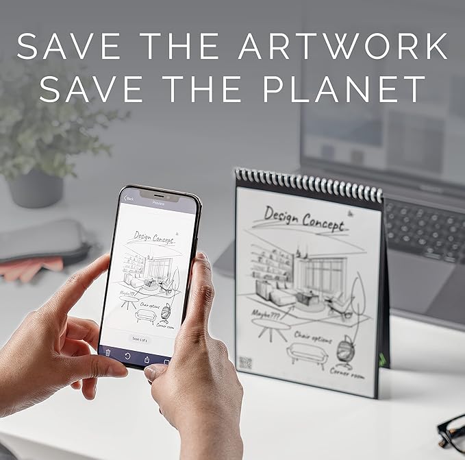 Rocketbook Smart Reusable Notebook, Flip Executive Size Spiral Notebook, Green, (6" x 8.8"")