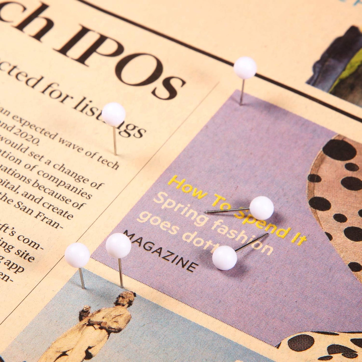 Map Tacks Push Pins Small Size 300 Packs (White, 1/5 Inch)