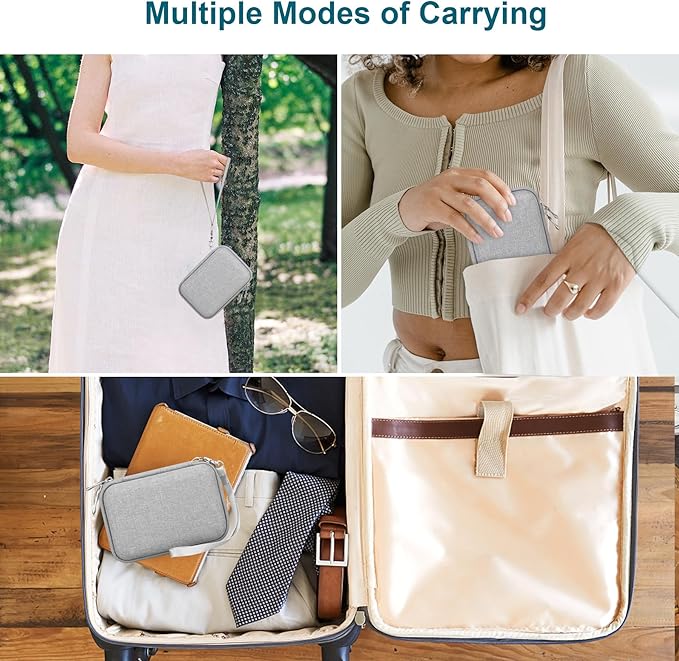 Canboc Carrying Case Compatible with Phomemo M02 Sticker Printer, Pocket Thermal Bluetooth Sticker Photo Maker Box for Thermal Paper, USB Cable, Grey (Case Only)