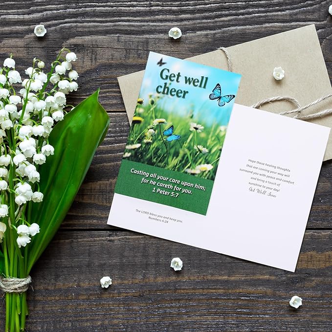 50 Pack Religious Get Well Cards with Scripture Assorted Bible Verse 4 x 6 Inch Affirmation Inspirational Christian Landscape Photography Wishing You Well Greeting Cards with Envelopes