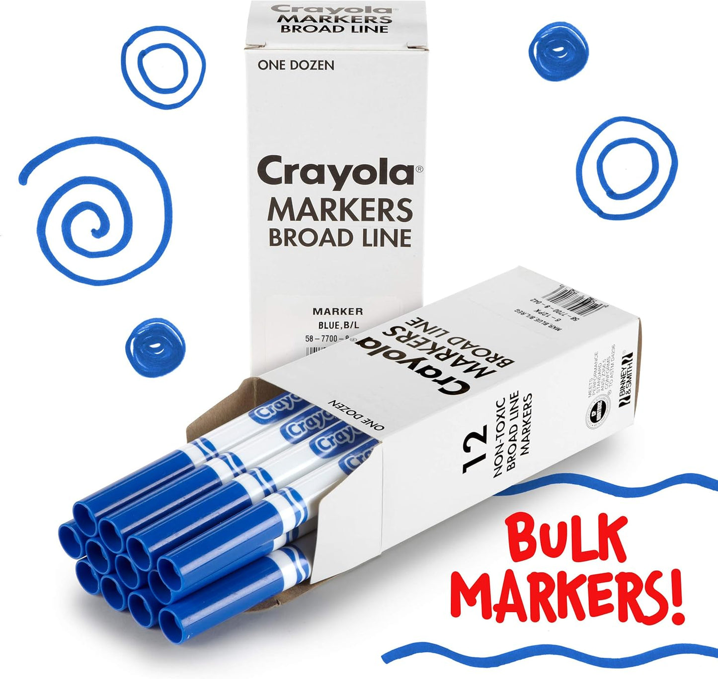 Crayola Broad Line Markers - Blue (12Ct), Markers for Kids, Bulk School Supplies for Teachers, Nontoxic, Marker Refill with Reusable Box