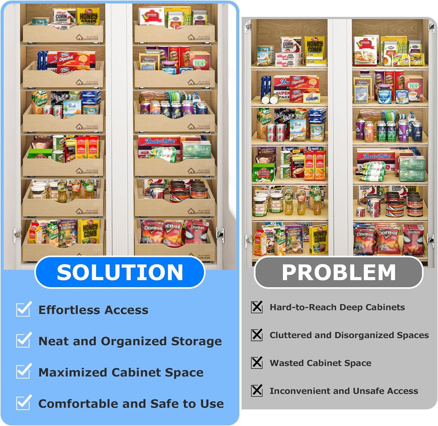 WelFurGeer Soft Close Pull Out Drawers for Cabinets, 29" W x 22" D Pull Out Cabinet Drawer with Heavy Duty Slides, Pull Out Cabinet Organizer, Cabinet Drawers Slide Out, Pull-Out Home Organizers