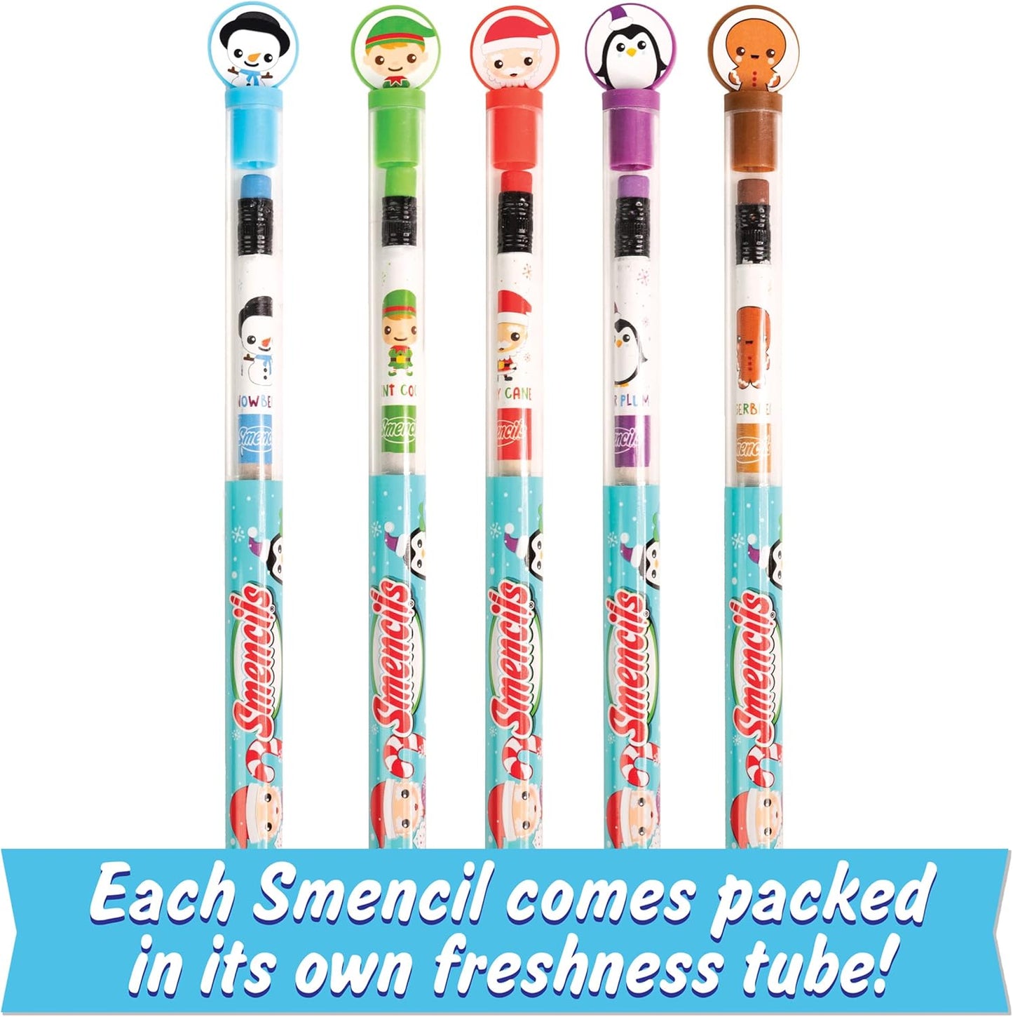 Holiday Smencils Cylinder - HB #2 Patented Gourmet Scented Pencils, 50 Count, Gifts for Kids, Party Favors, Classroom Rewards
