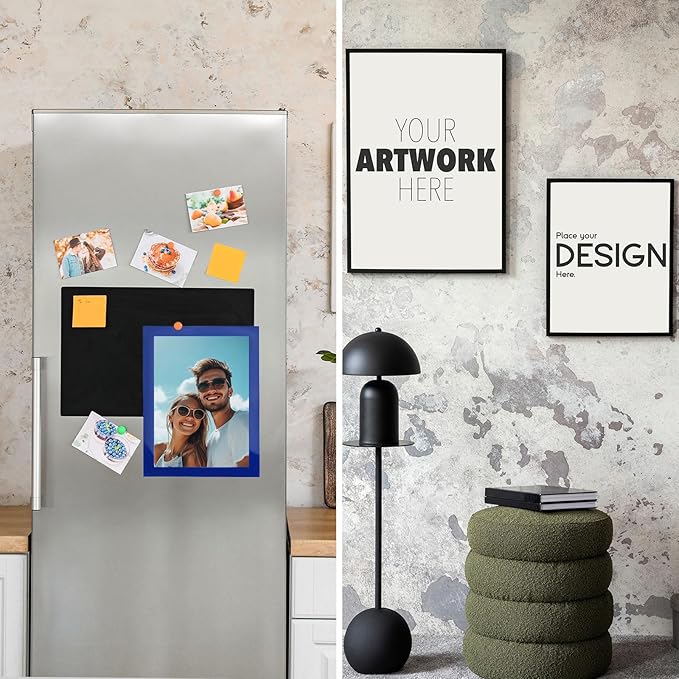 uxcell 6 Pcs Magnetic Sign Holder, 5" x 7" Self-Adhesive Magnetic Wall Signs Holder Magnetic Picture Frame Document Holder for Home Office Wall Window Displays, Dark Blue