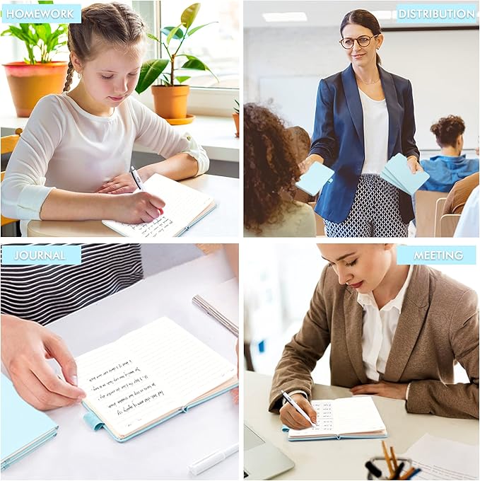 feela 15 Pack Pocket Small Notebooks Bulk, Mini Cute Memo Notepads Hardcover College Ruled Lined Journals with Pen Holder for Women Girls Office School, with 15 Black Pens, 3.5”x 5.5”, A6, Sky Blue