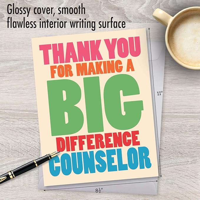 NobleWorks - Extra Large Humorous Thank You Greeting Card From Us 8.5 x 11 Inch with Envelope (1 Pack) Big, Jumbo Big Difference Counselor J8217TYG-US
