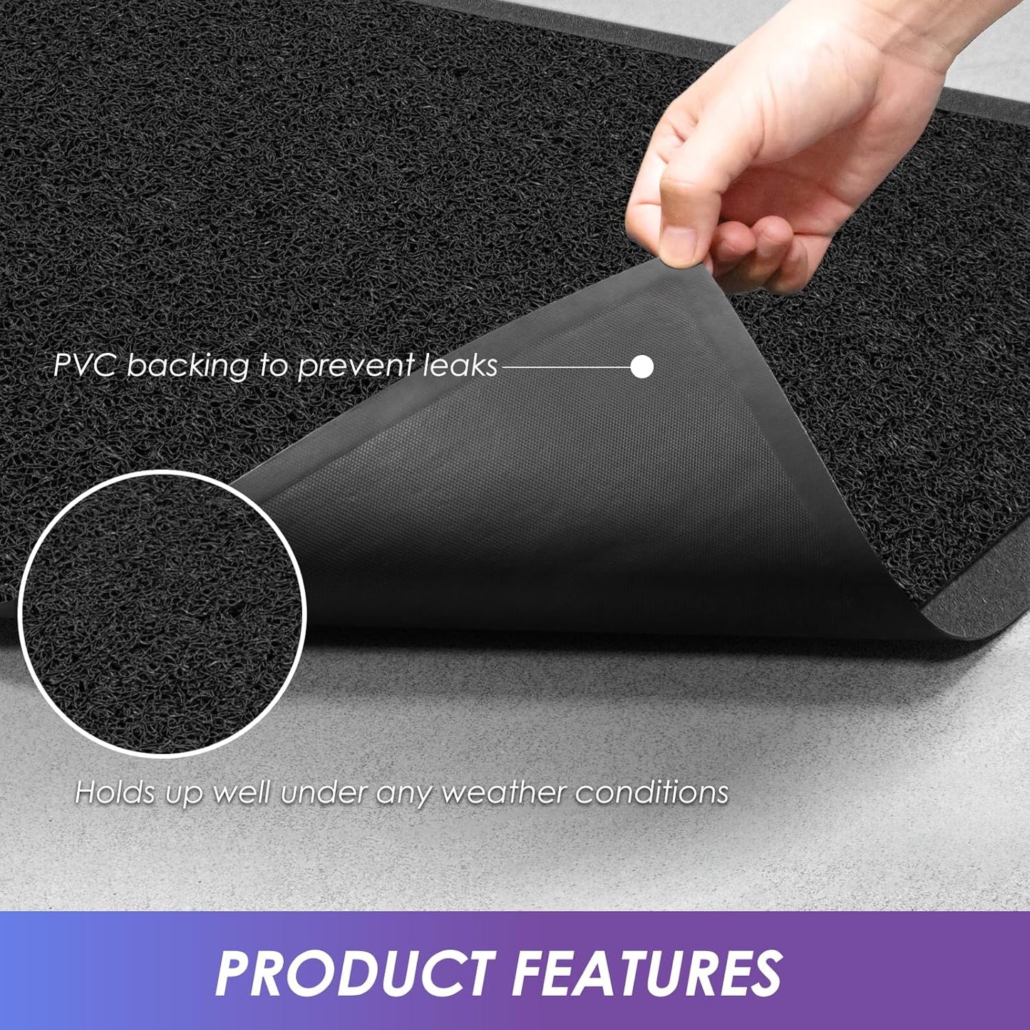 Kuyal Door Mat, 4'x6' Indoor Outdoor Entrance Mat to Trap Dirt and Moisture, Non Slip Waterproof Outdoor Mats, Commercial Floor Inside Outside Entrance, Heavy Duty Durable Welcome Mats, Black