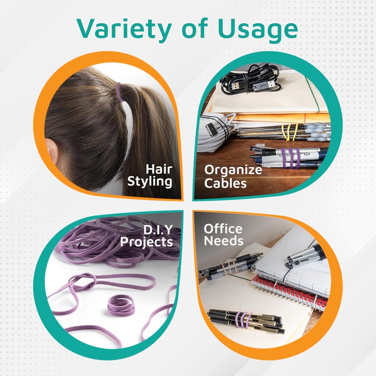 PlasticMill Lavender Rubber Bands Size 33 (3 1/2" x 1/8") - #33 Colored Rubber Bands Office Supplies - Strong, Elastic Bands for Crafts, Balloon Garland, Cash, File Folders (500-Pack)