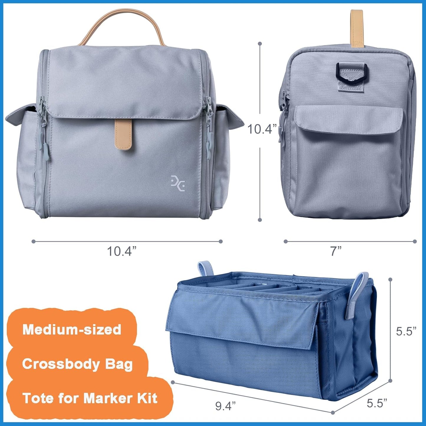 Togood Storage Tote Bag for Marker Pens Brush Pen Coloring Pencils Books Art and Crafts Supplies Tools Cosmetics, at Least 150 Pens (Grey)