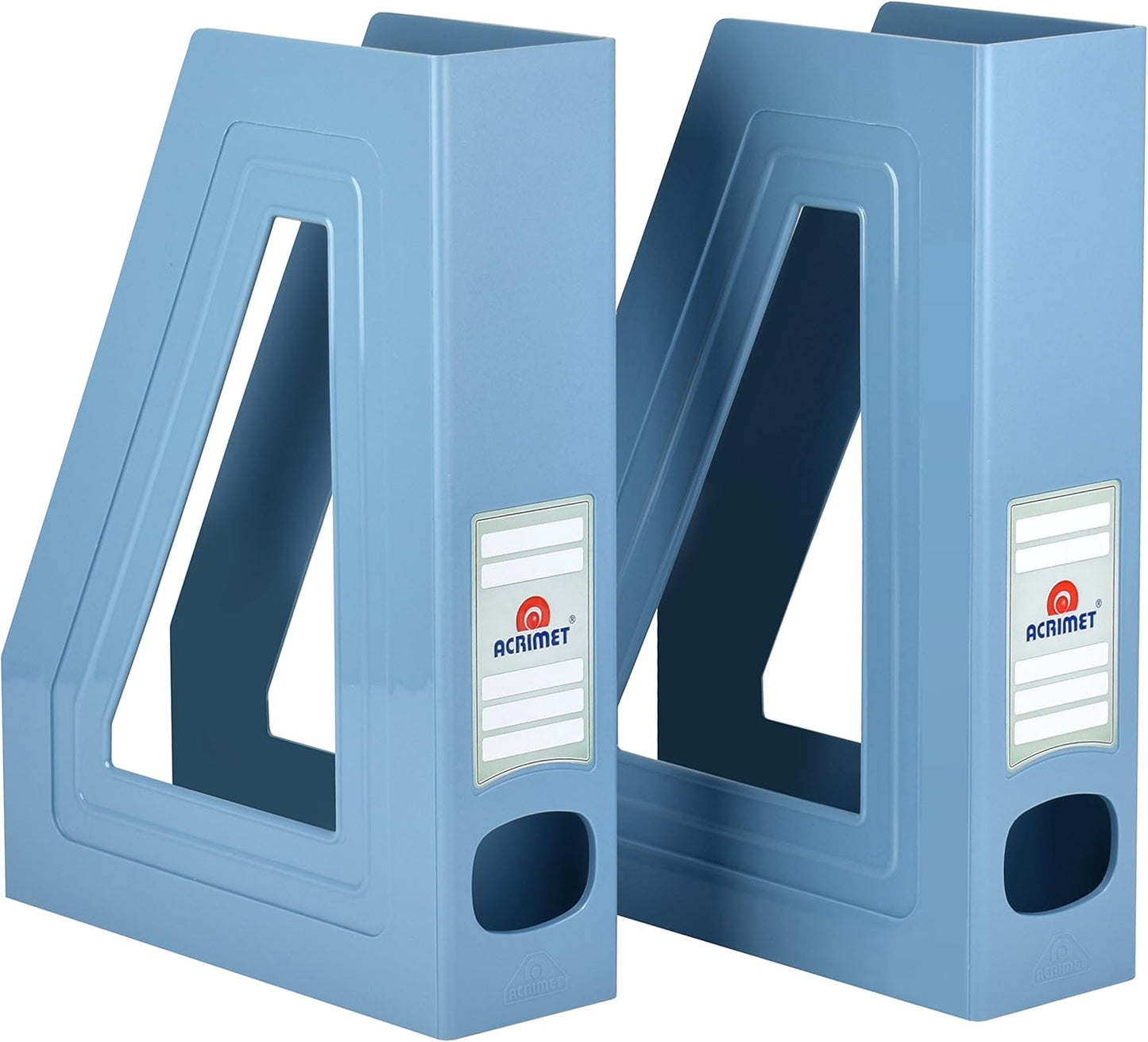 Acrimet Magazine File Holder, Durable Rack, Space-Saving Organizer (Plastic) (Solid Blue Color) (2 pack)