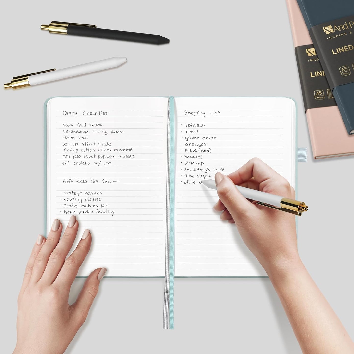 A5 Lined Leather Journal and Pen Set (3 packs), Hardcover Notebook with Pen, 160 Pages 100gsm Thick Ruled Paper for Men Women, for Work, Business, School or Home Writing, 5.7'' x 9'' (Green)