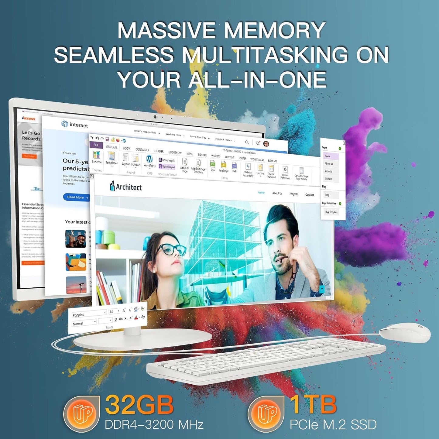 HP All-in-One Desktop Computer - 21.5" Full HD Anti-Glare Display | Intel Celeron J4025 | for Everyday Use | Mouse & Keyboard | 32GB RAM 1TB SSD | Win 11 Pro | w/Accessories