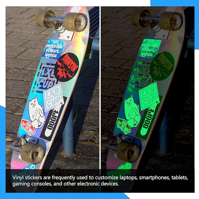 TECKWRAP Printable Vinyl Sticker Paper for Inkjet Printer, Glow in the Dark Vinyl Inkjet Printable Sticker Paper, 8.26" x 11.69" A4 Size for Scrap-booking, Craft Cutters, Home Decor, 14 Sheets/Pack