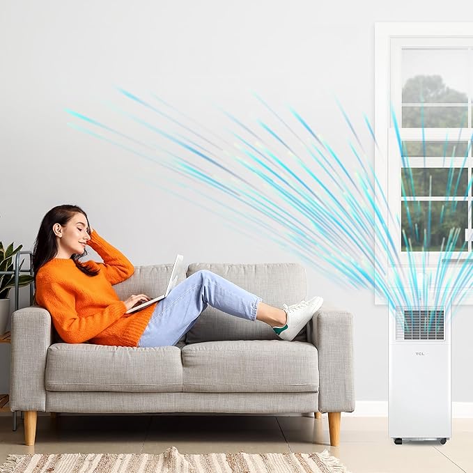 TCL 5,000 BTU Smart Portable Air Conditioner, Fan & Dehumidifier, 150 Sq. Ft., Ultra-Compact Design, Remote Control, Compatible with Alexa/Google Assistant, Install Kit Included