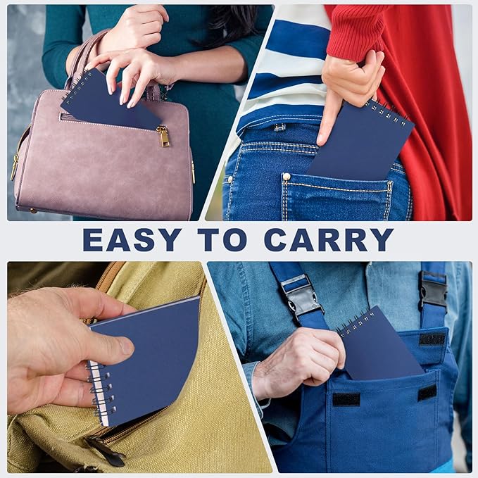 Tenceur 100 Pcs Pocket Notebook Bulk Small 3x5 Inch Spiral Notepads Mini Top Bound Notebook with Lined 120 Pages Ruled Memo Pads for Office College Nurse Essentials Back to School Gift (Blue)