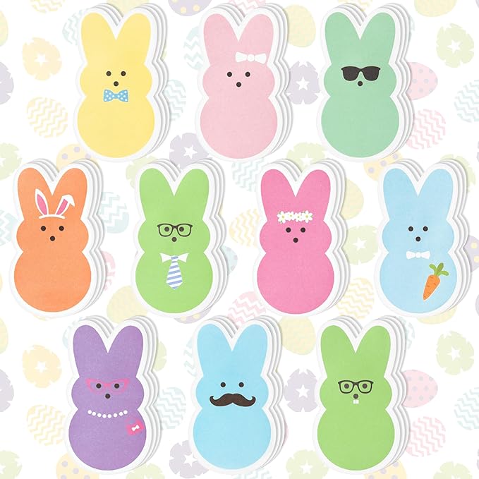 ANGOLIO Easter Bunny Sticky Notes - 30 Pack Easter Candy Bunny Sticky Notes Total 600 Sheets Colorful Bunny Carrot Rabbit Ears Sticky Memo Pads for Sunday School Kids Class Party Favors Goodies Bag