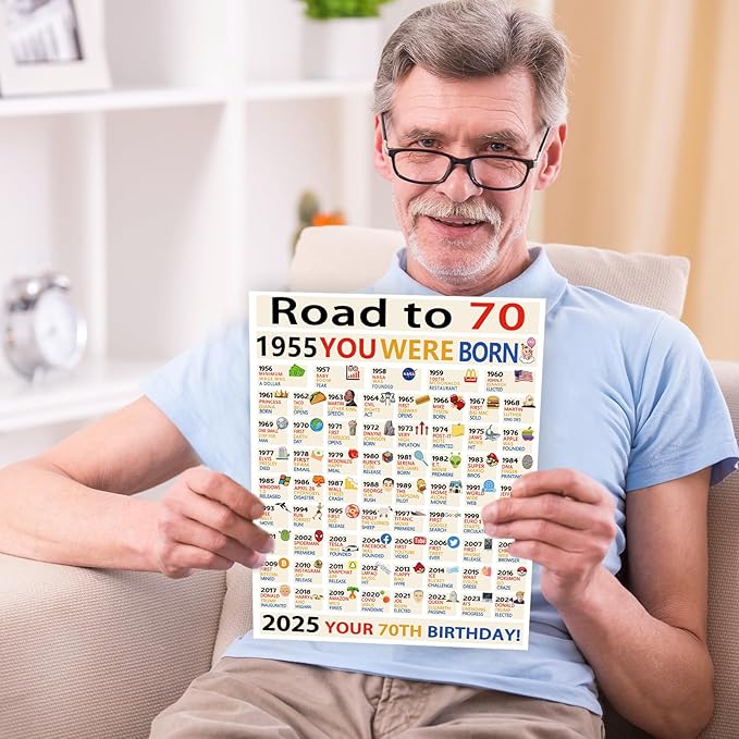 OJsensai Happy 70th Birthday Gifts for Women Ladies, Jumbo 70 Years Old Birthday Card for Men Male, Funny Seventy Bday Gifts Decorations for Grandpa Grandma