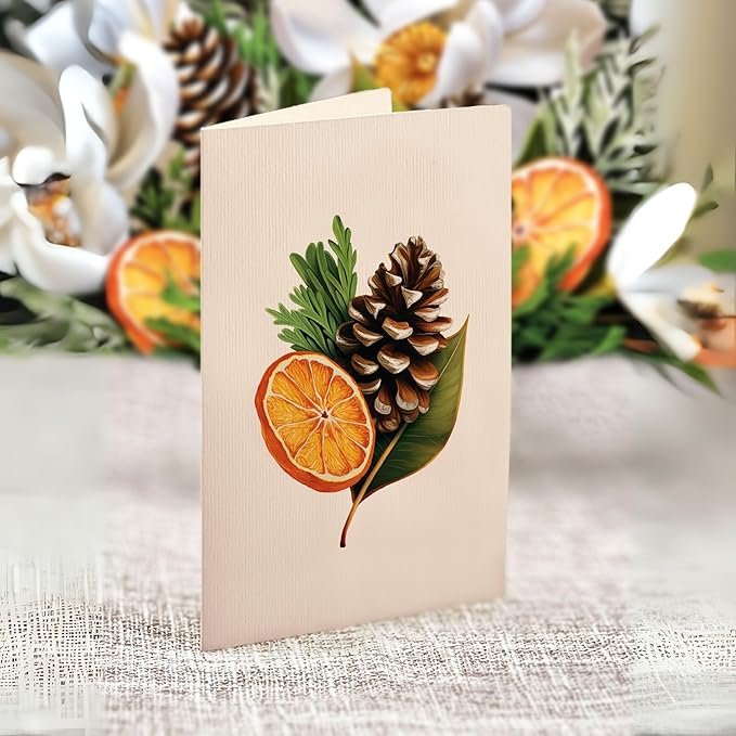 Freshcut Paper Pop Up Cards, Mini Winter Magnolia, 6 Inch Mini Sized Forever Flower Bouquet 3D Popup Greeting Card, Christmas Cards, Holiday Card, Blank Notecard & Envelope
