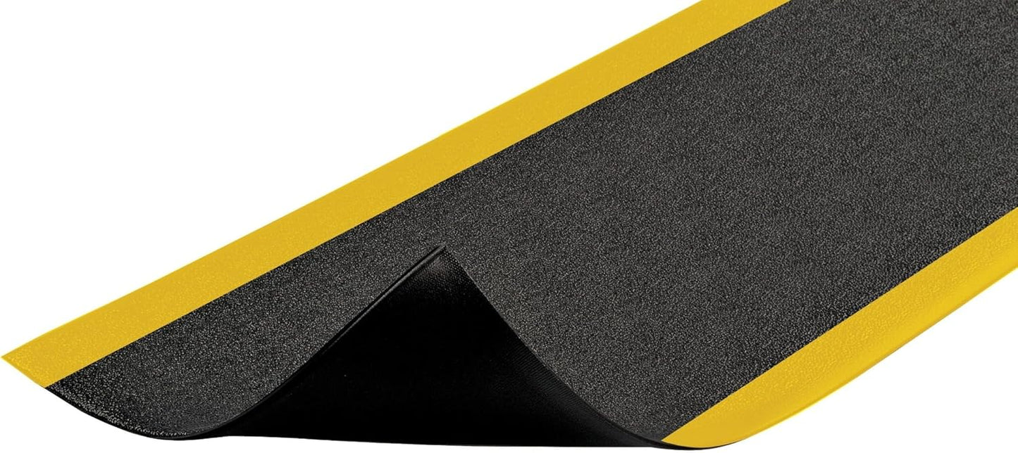 Notrax 411 Sof-Tred™ 4' x 60' x 3/8" Anti Fatigue Mat, Enhanced Slip Resistance with Beveled Edges and Pebbled Surface, Ideal for Industrial and Commercial Workplaces, Black/Yellow, 411R0348BY