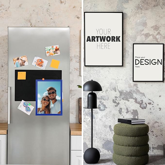 uxcell 3 Pcs Magnetic Sign Holder, 8.3" x 11.7" Self-Adhesive Magnetic Wall Signs Holder Magnetic Picture Frame Document Holder for Home Office Wall Window Displays, Dark Blue