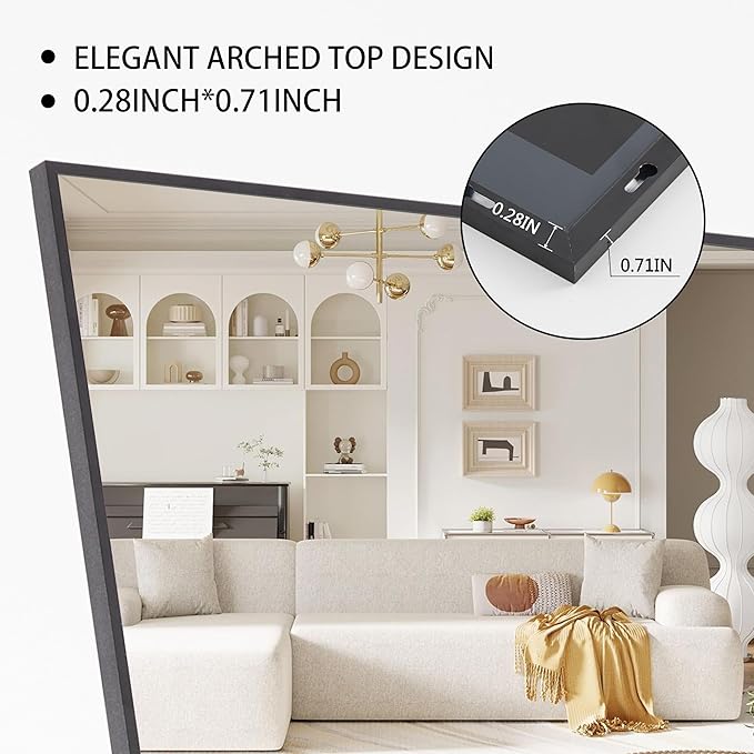 Simple Deluxe Full Length Mirror, Standing Mirror Full Body, Mirror Full Length for Home Wall Decor, 59"x16" Large Floor Mirror for Wall Door Bedroom Bathroom Living Room, Black