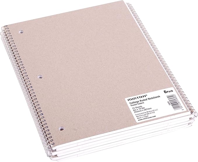 Mintra Office Spiral Notebooks (Pastel - College Ruled, 24pk (4-6pks))