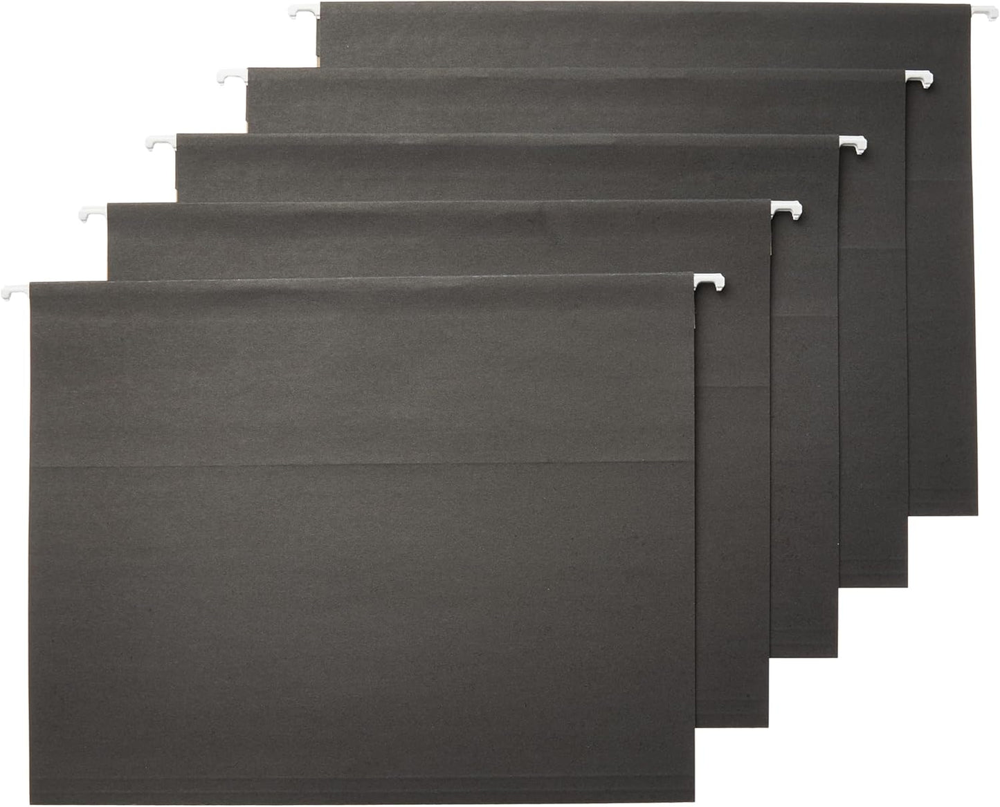 Amazon Basics Hanging File Folders, Letter Size, 8.5x11 inches, Black, 25-Pack
