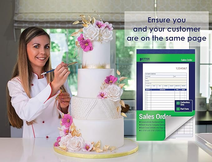 Better Office Products Large Sales Order Books, 6 Pack, 2-Part Carbonless (White/Canary Yellow), 5-7/16 x 8-7/16 inches, 50 Sets per Book, 300 Total Sets, 6 Books