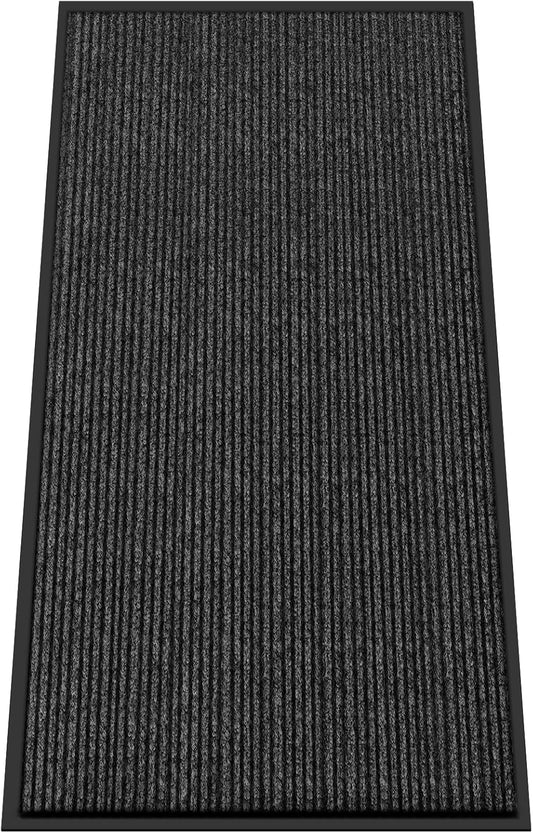 Kuyal Front Door Mat, 4'x8' Indoor Outdoor Entrance Mat, Commercial Floor Mats Inside Outside Entrance, Heavy Duty Durable Welcome, Rubber Backing Non Slip Outdoor Mats for Entryway,Black