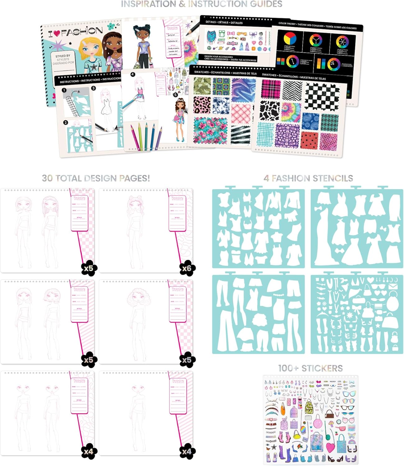 Fashion Angels Fashionista & Beauty Guru Sketch Sets Bundle, Pack of 2 Fashion Design & Make Up Artist Sketch Books, Ideal Gift & Party Favor for Girls, Kids, Tweens
