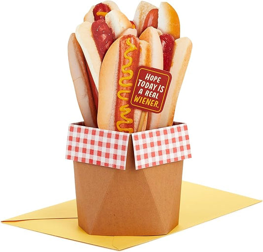Hallmark Funny Pop Up Birthday Card (Hot Dog Bouquet) Paper Wonder Shoebox 3D Card