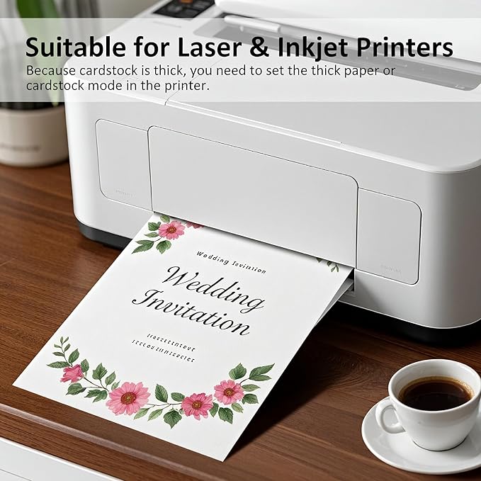 OcePor 75 Sheets White Cardstock 8.5 x 11, 92lb/250gsm Card Stock Paper, Thick Printer Cardboard Paper, Heavy Cardstock for Invitation, Resume, Certificate, Business Cards, Office