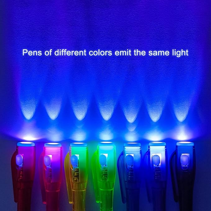 Invisible Ink Pens, Upgraded Spy Invisible Ink Pen with UV Light Magic Marker for Secret Message and Kids Christmas Goodies Bags Toy (7pcs)