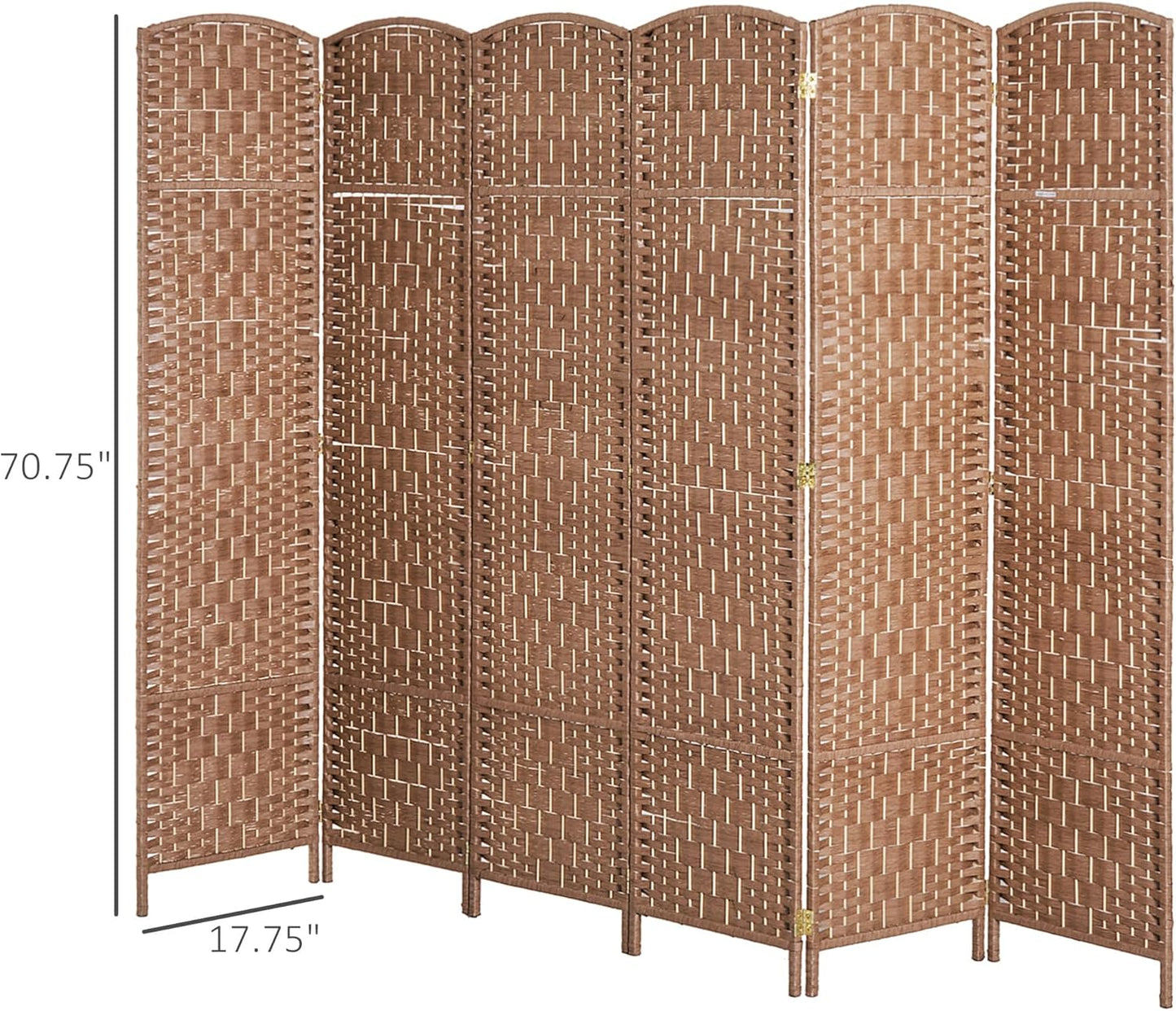 NicBex Room Divider 6 Panel Room Dividers with Woven Rattan Design Partition Room Dividers and Folding Privacy Screens 6 FT Wall Divider for Office,Room Separation,106.25"W x 0.75"D x 70.75"H, Natural