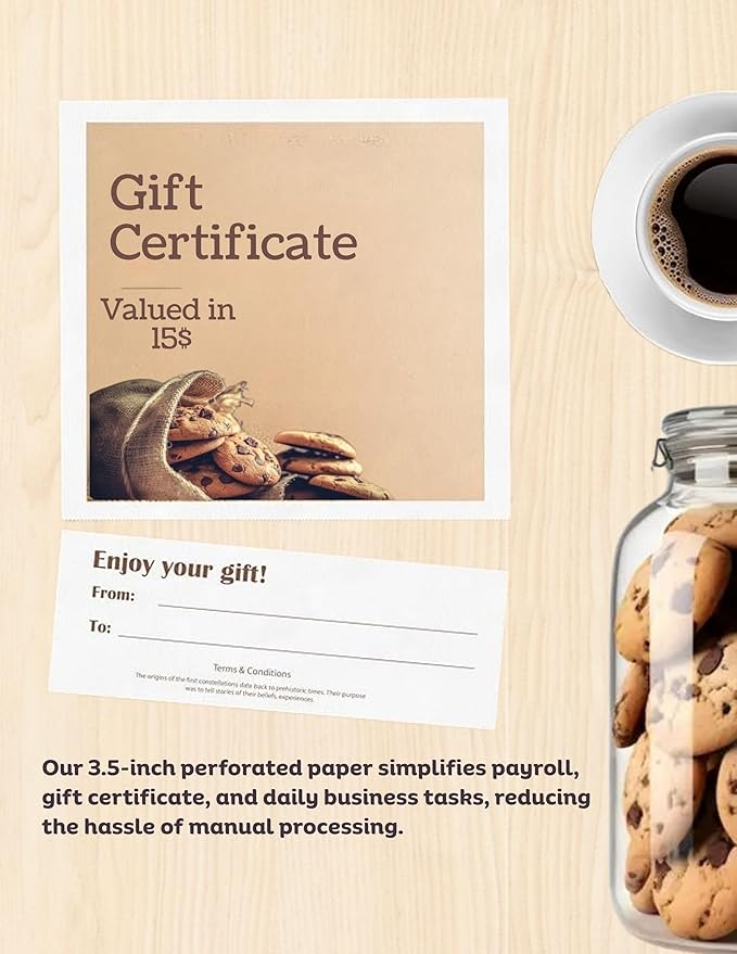 Limited Papers (TM) 8.5x11 Perforated Paper, 20/50 Pound, 75 GSM, Variety of Perforation Sizes and Colors, for Forms, Tickets, Postcards, Business Cards. (Green, 2 up – 3.5” from bottom)