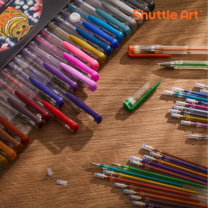 Shuttle Art 50 Pack Metallic Gel Pens, 25 Metallic Gel Pens Set with 25 Refills Perfect for Adult Coloring Books Doodling Drawing Art Markers