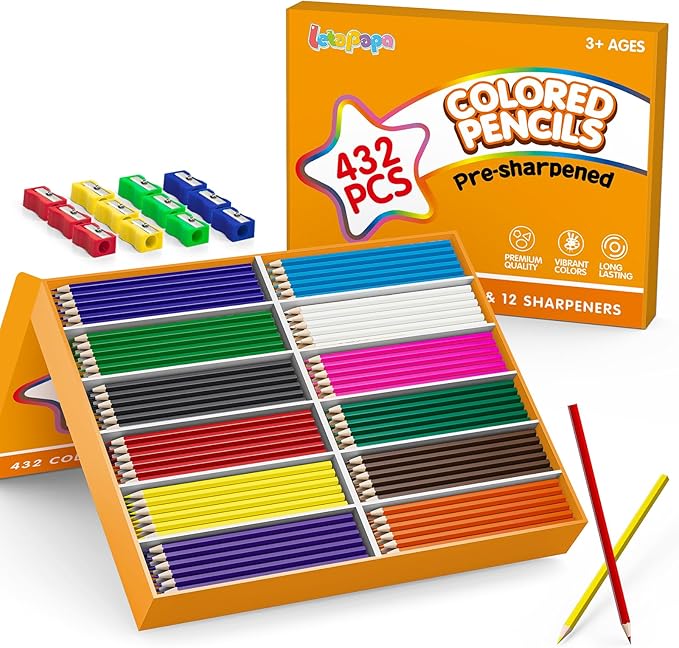432 Count Colored Pencils Bulk, Colored Pencils for Kids, Pre-sharpened Color Pencils Set 12 Colors, Coloring Pencil Bulk for Teachers School Supplies, Back to School Classroom Prizes Gifts