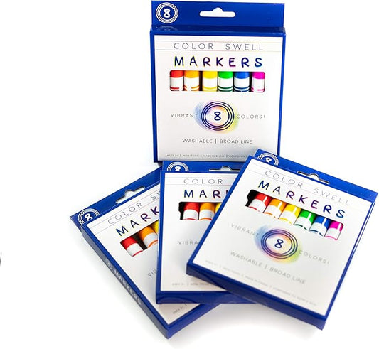 Color Swell Washable Markers Bulk 4 Pack of 8 Vibrant Colors Each for Kids, Adults, Teachers, Parties, and Families