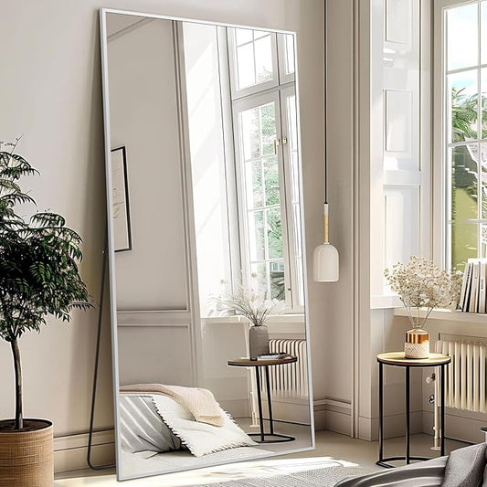 MELOMOIR 76"x34" Oversized Full Length Mirror, Free Standing Leaning or Hanging, Suitable for Bedroom Living Room Home Gym Cloakroom, Thin Aluminum Frame, Tempered Glass, Silver