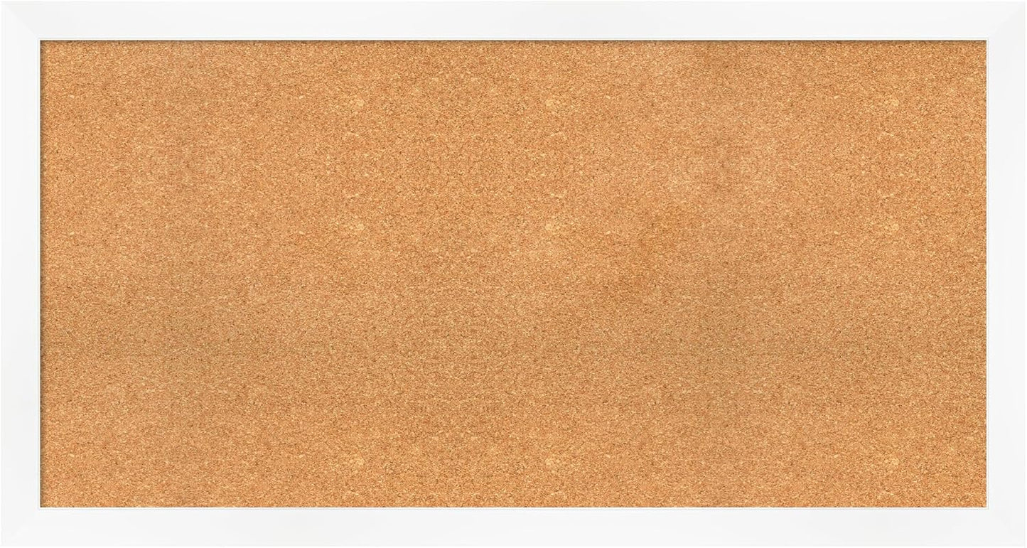 Amanti Art Natural Cork Board for Wall, 27x51 Vision Board with White Frame, Oversize Corkboard Office Decor for Home Organization, Modern Corkboard Pinboard to Display Items for Home Organization in