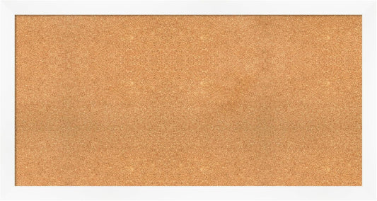 Amanti Art Natural Cork Board for Wall, 27x51 Vision Board with White Frame, Oversize Corkboard Office Decor for Home Organization, Modern Corkboard Pinboard to Display Items for Home Organization in